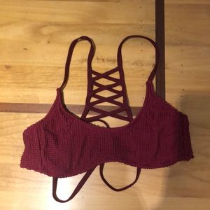 Red wine bathing suit top